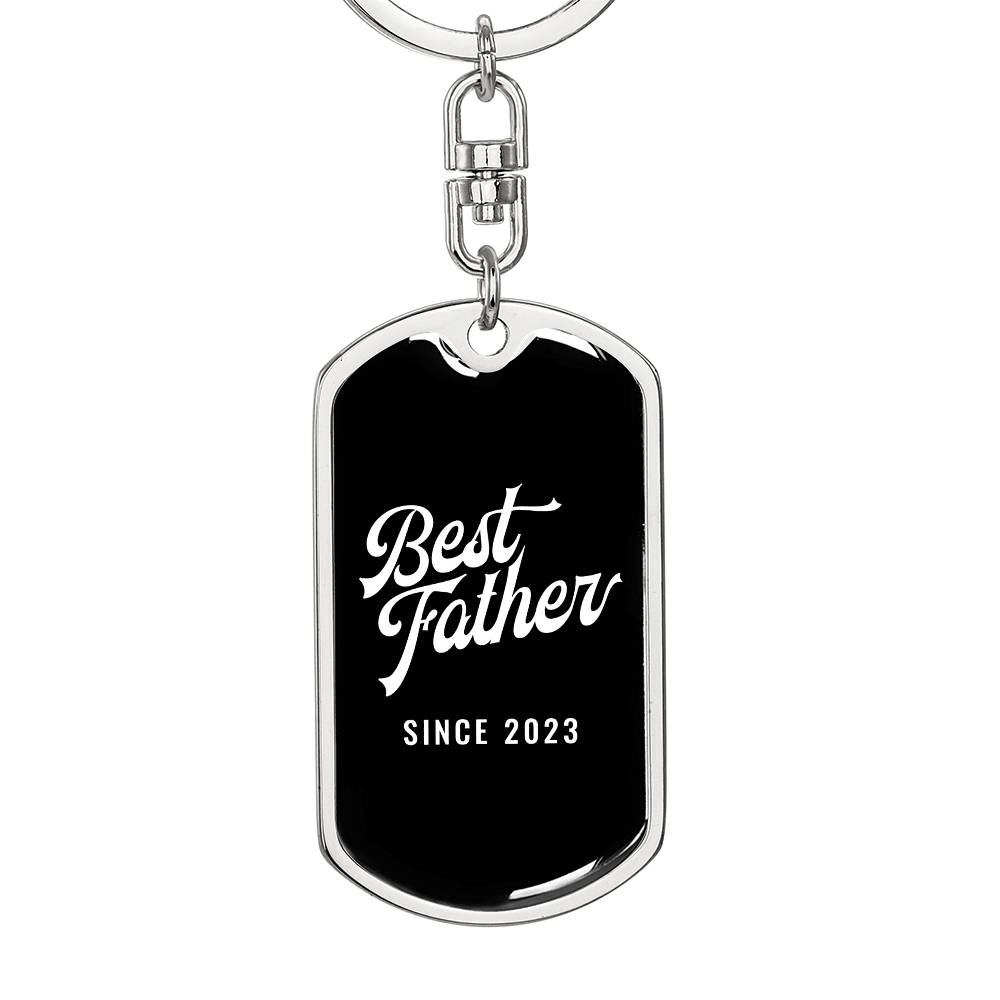 Best Father Since 2023 v2 - Luxury Dog Tag Keychain