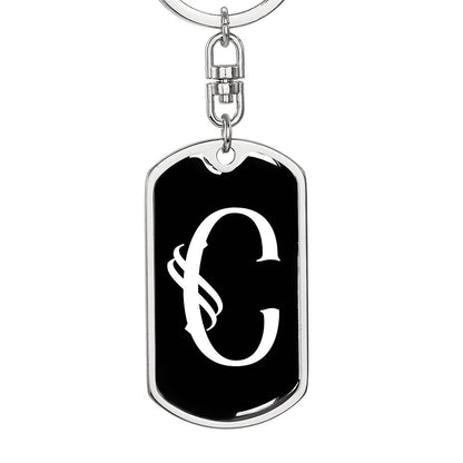 Initial C v001-13 - Luxury Dog Tag Keychain