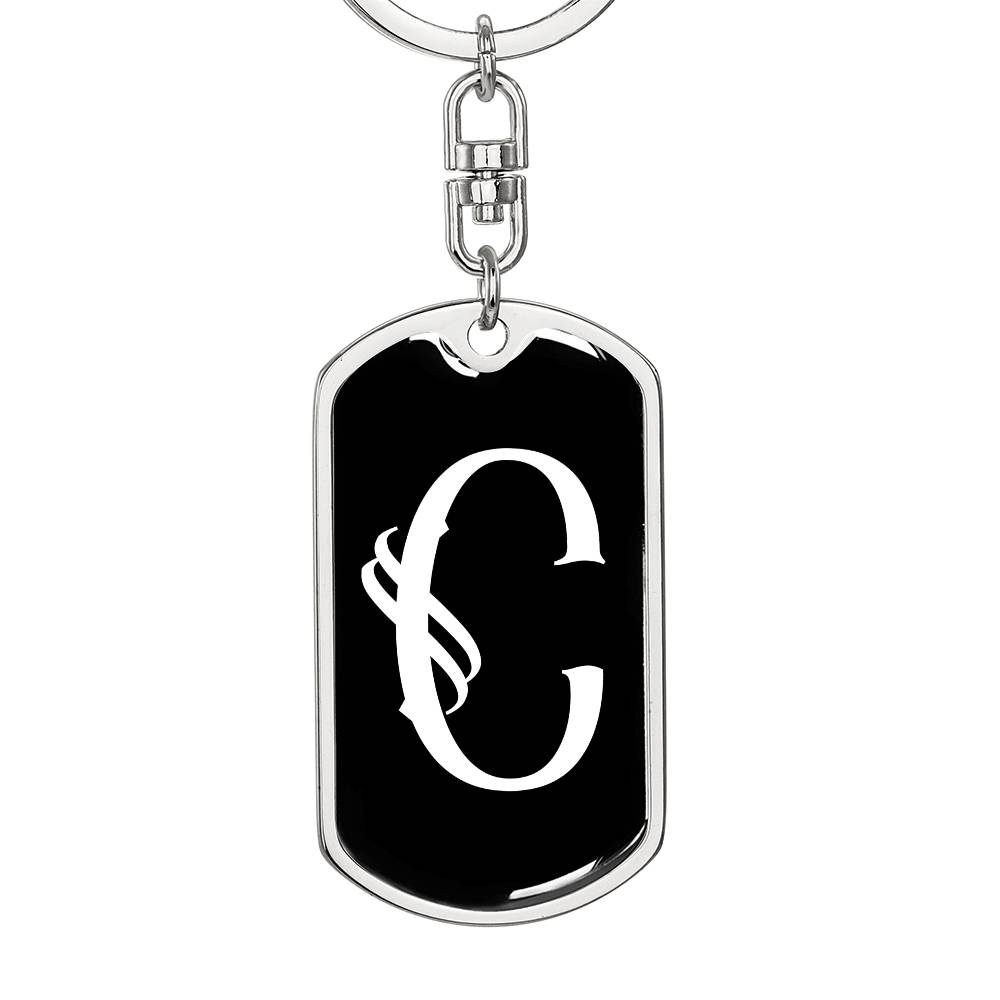Initial C v001-13 - Luxury Dog Tag Keychain