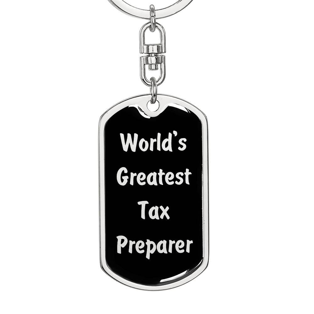 World's Greatest Tax Preparer v2 - Luxury Dog Tag Keychain