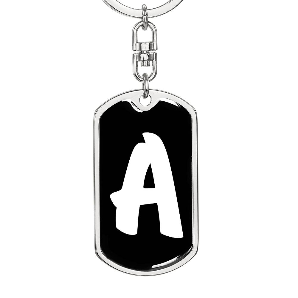 Initial A v3b - Luxury Dog Tag Keychain