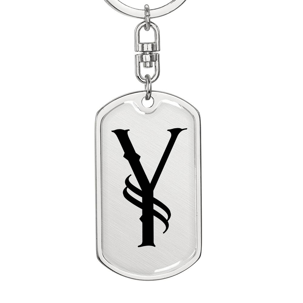 Initial Y v001-11 - Luxury Dog Tag Keychain