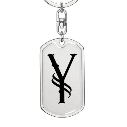 Initial Y v001-11 - Luxury Dog Tag Keychain