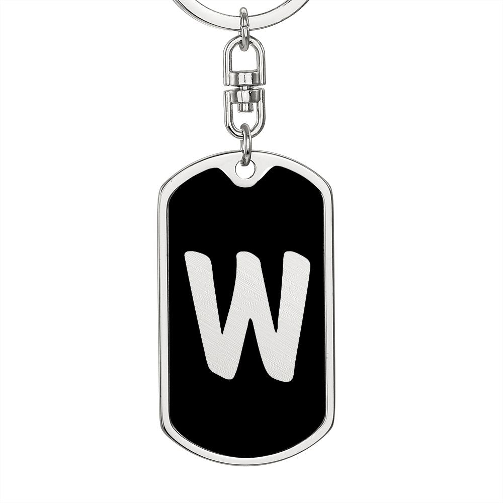 Initial W v2b - Luxury Dog Tag Keychain