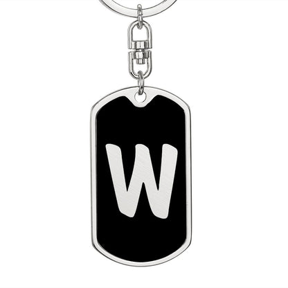Initial W v2b - Luxury Dog Tag Keychain