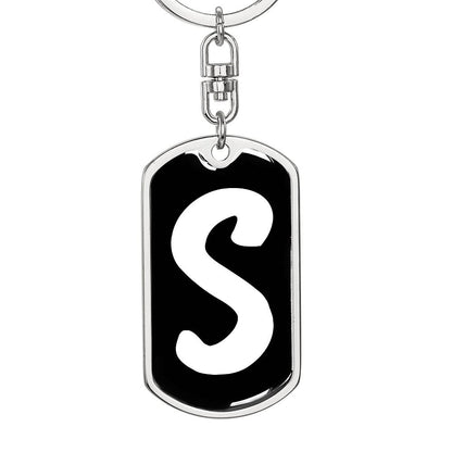 Initial S v3b - Luxury Dog Tag Keychain