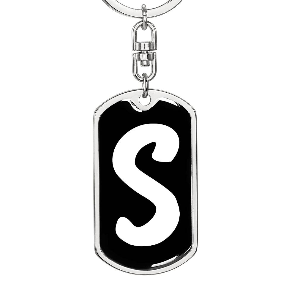 Initial S v3b - Luxury Dog Tag Keychain