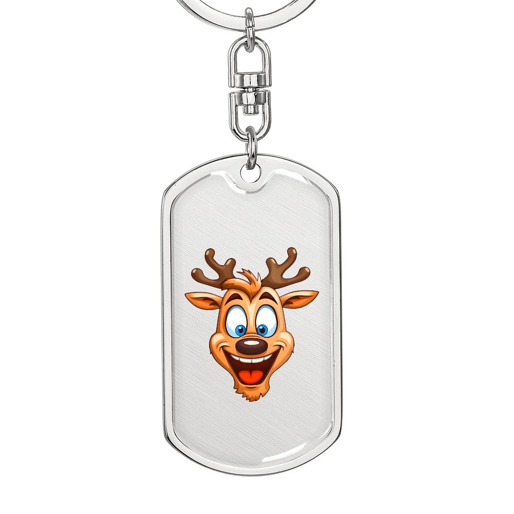 Funny Reindeer Face 04 - Luxury Dog Tag Keychain