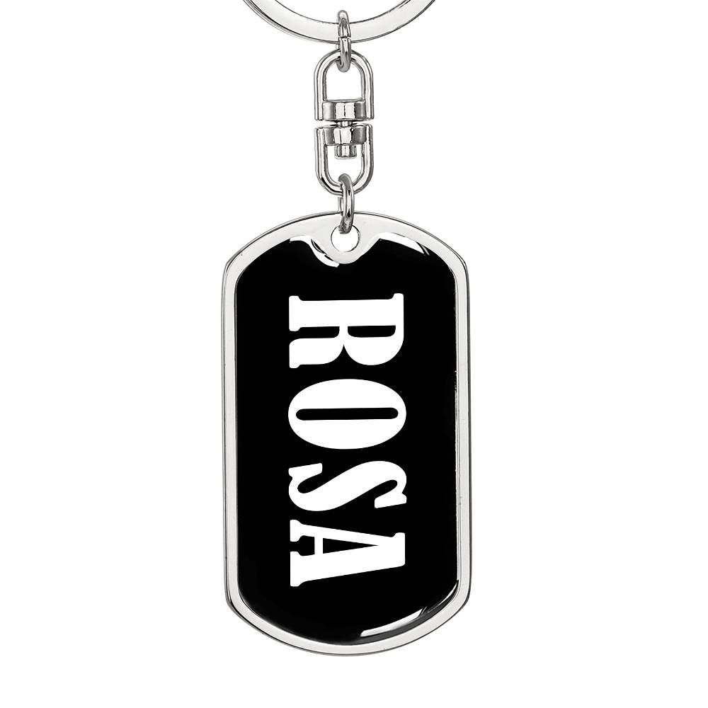 Rosa v01w - Luxury Dog Tag Keychain