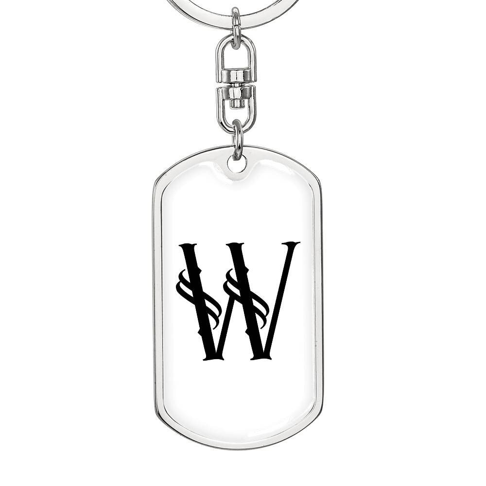 Initial W v001-14 - Luxury Dog Tag Keychain