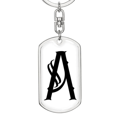 Initial A v001-14 - Luxury Dog Tag Keychain