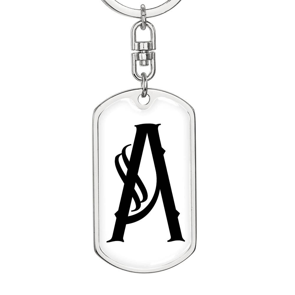 Initial A v001-14 - Luxury Dog Tag Keychain