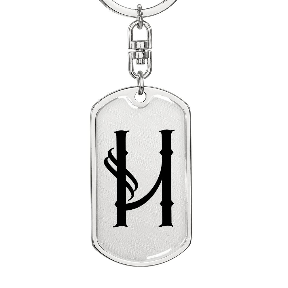 Initial H v001-11 - Luxury Dog Tag Keychain