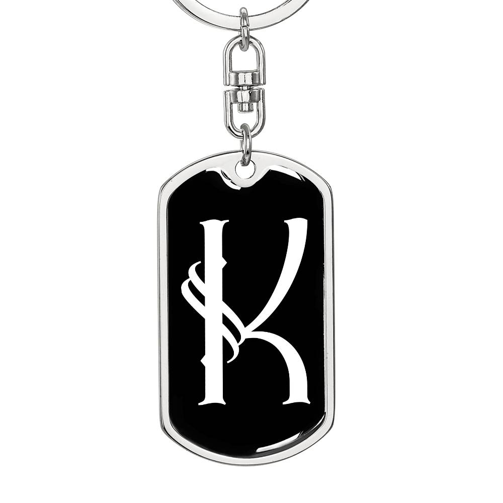 Initial K v001-13 - Luxury Dog Tag Keychain