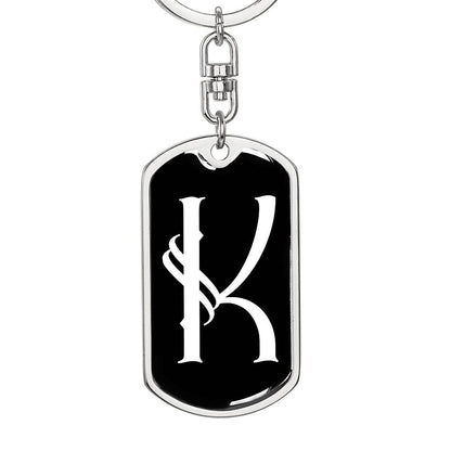 Initial K v001-13 - Luxury Dog Tag Keychain