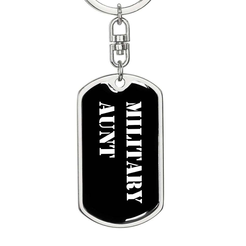 Military Aunt v3 - Luxury Dog Tag Keychain
