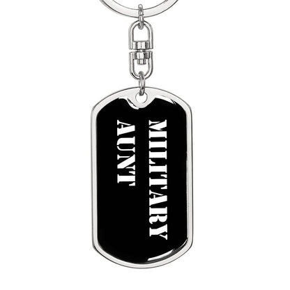 Military Aunt v3 - Luxury Dog Tag Keychain