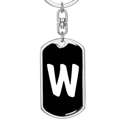 Initial W v3b - Luxury Dog Tag Keychain