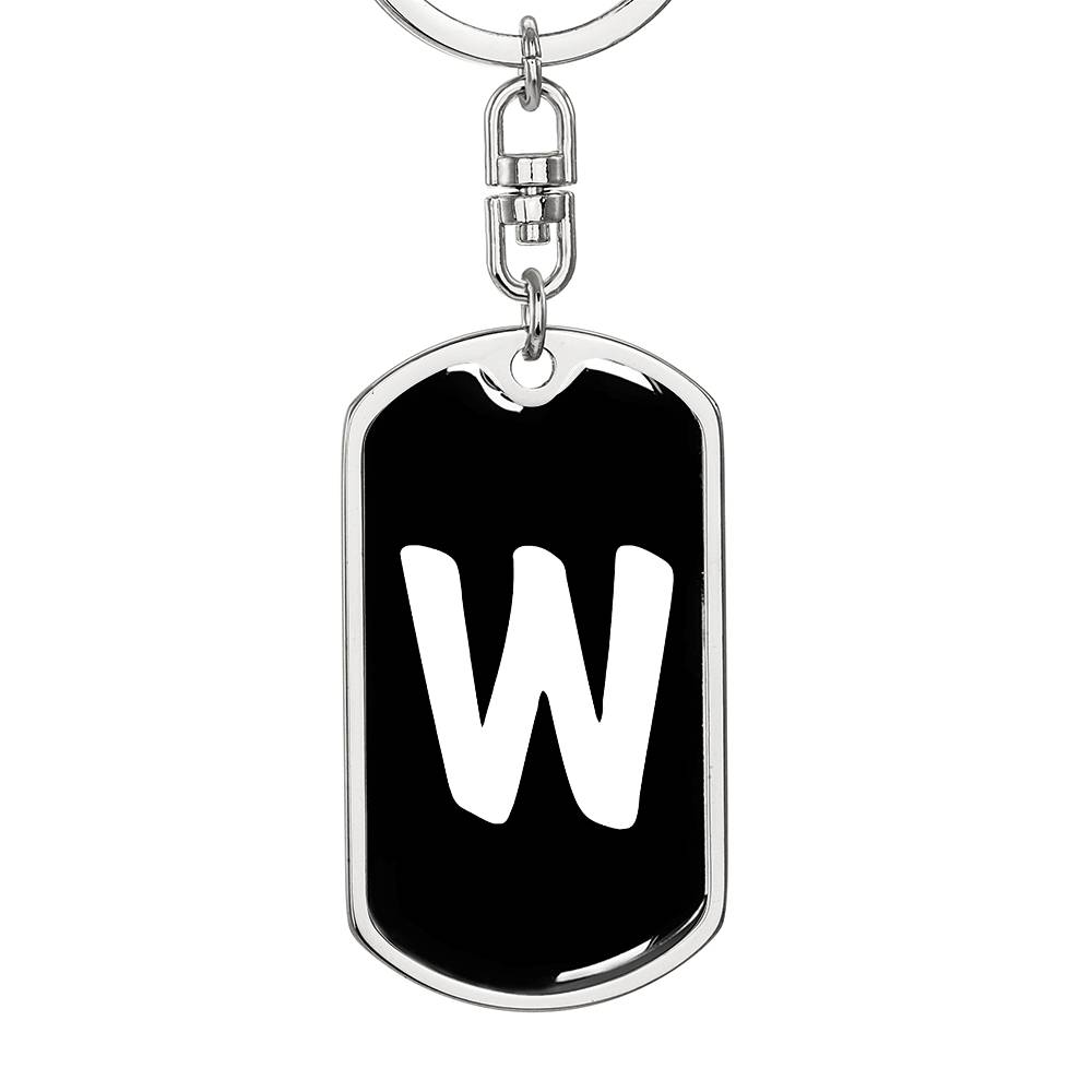 Initial W v3b - Luxury Dog Tag Keychain