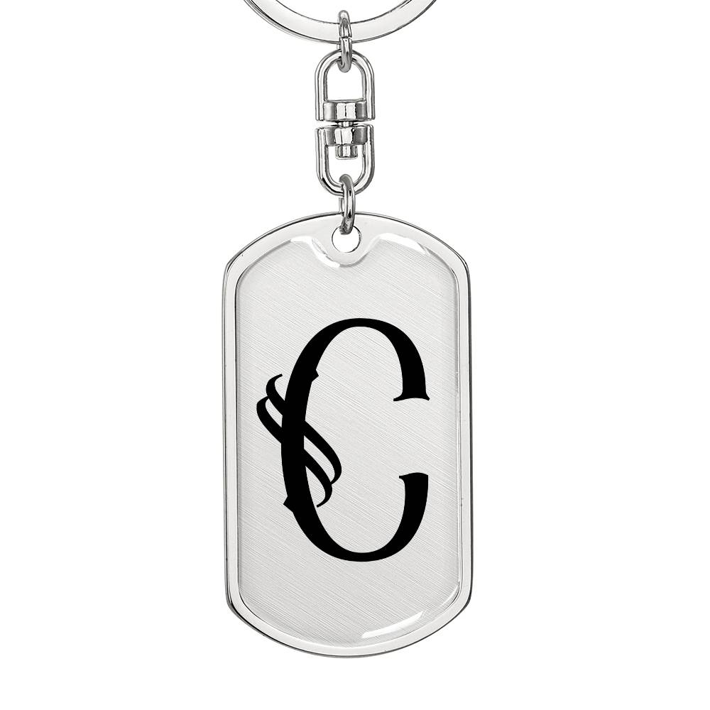 Initial C v001-11 - Luxury Dog Tag Keychain