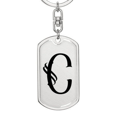 Initial C v001-11 - Luxury Dog Tag Keychain