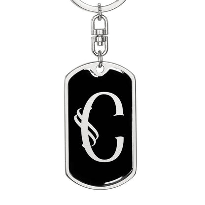 Initial C v001-12 - Luxury Dog Tag Keychain