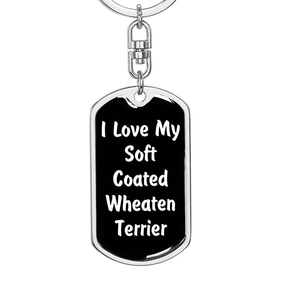 Love My Soft Coated Wheaten Terrier v6 - Luxury Dog Tag Keychain