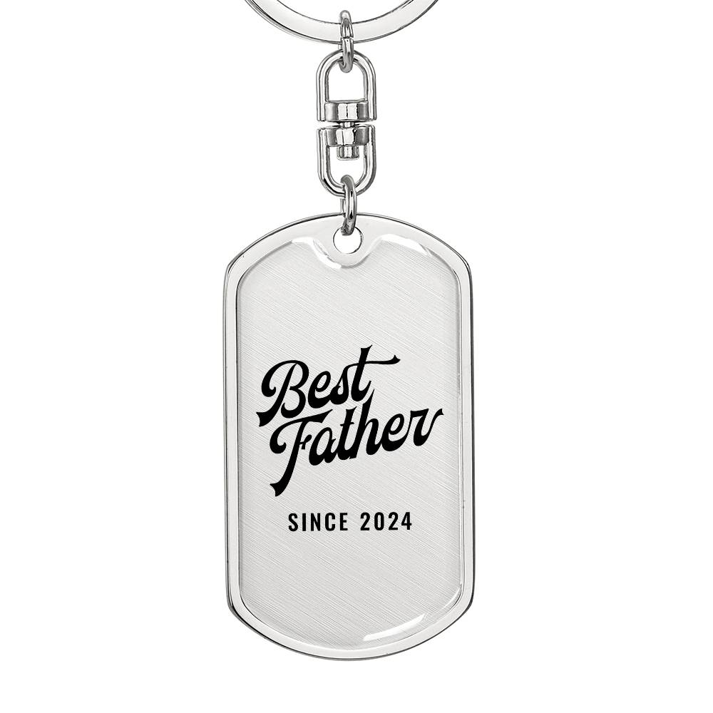 Best Father Since 2024 - Luxury Dog Tag Keychain