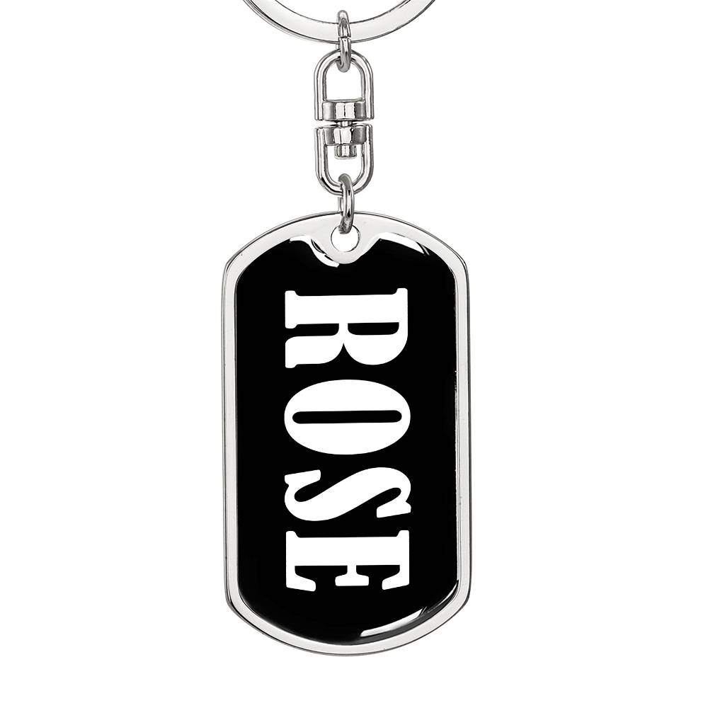 Rose v01w - Luxury Dog Tag Keychain
