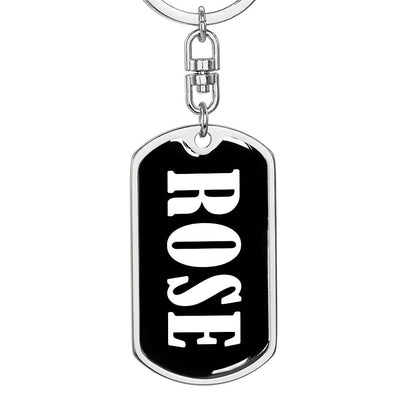 Rose v01w - Luxury Dog Tag Keychain