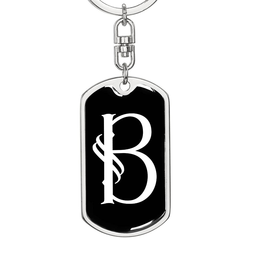 Initial B v001-13 - Luxury Dog Tag Keychain
