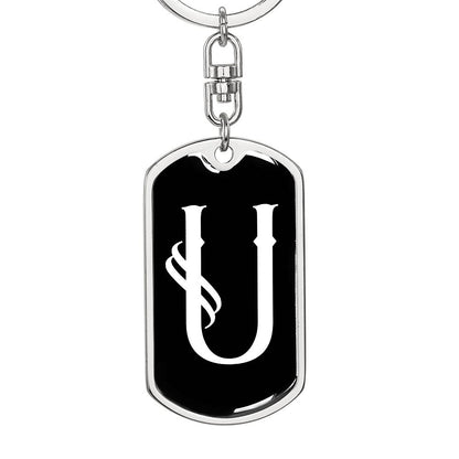 Initial U v001-13 - Luxury Dog Tag Keychain