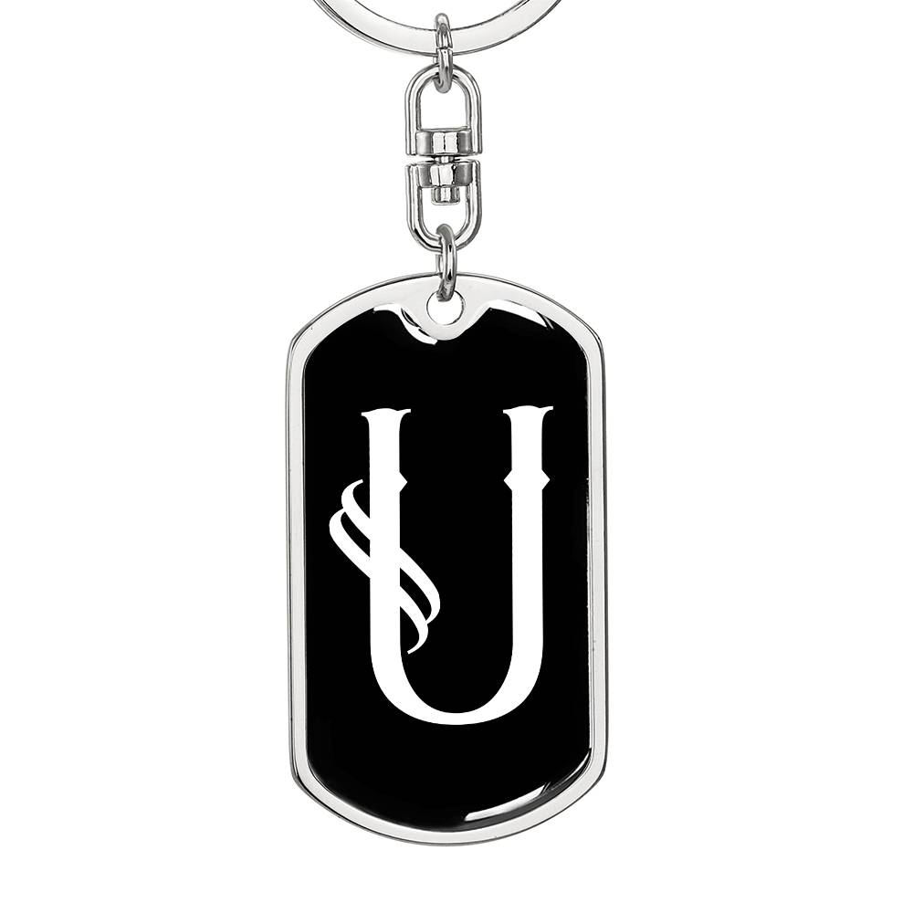Initial U v001-13 - Luxury Dog Tag Keychain