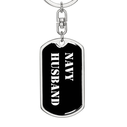 Navy Husband v3 - Luxury Dog Tag Keychain