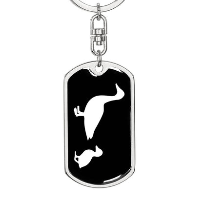 Mama Duck With 1 Duckling v3 - Luxury Dog Tag Keychain
