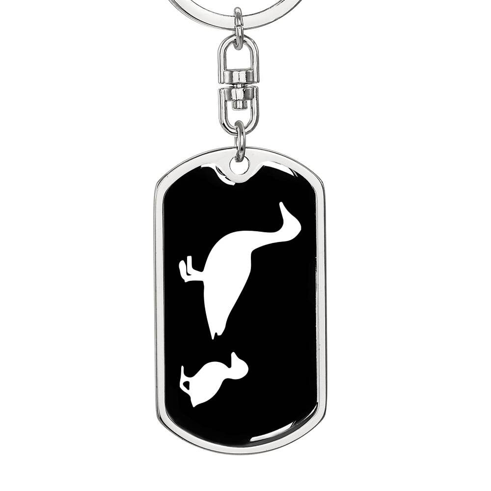 Mama Duck With 1 Duckling v3 - Luxury Dog Tag Keychain