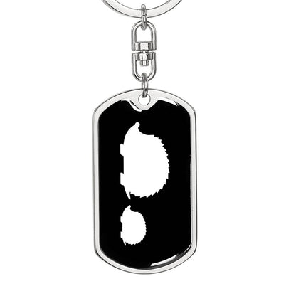 Mama Hedgehog With 1 Hoglet v3 - Luxury Dog Tag Keychain
