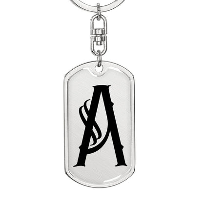 Initial A v001-11 - Luxury Dog Tag Keychain