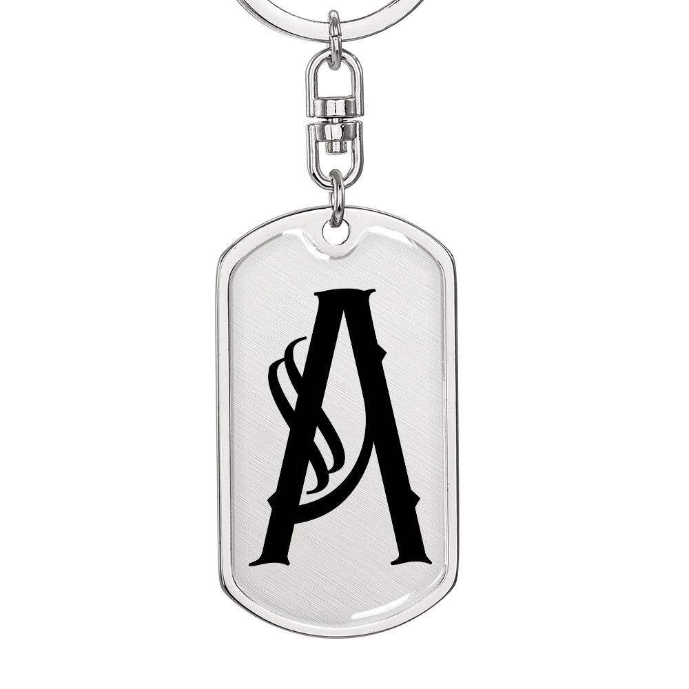 Initial A v001-11 - Luxury Dog Tag Keychain