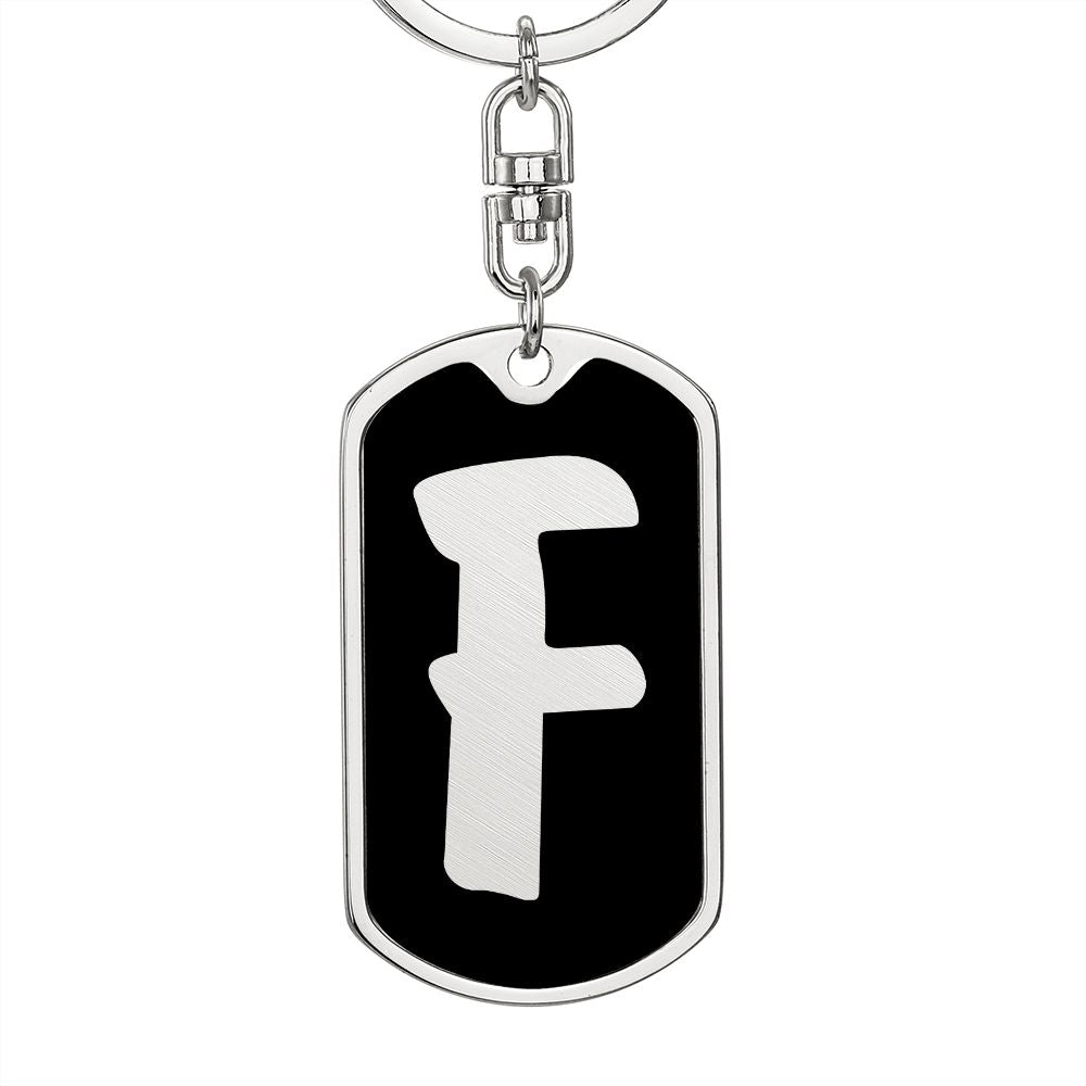 Initial F v2b - Luxury Dog Tag Keychain