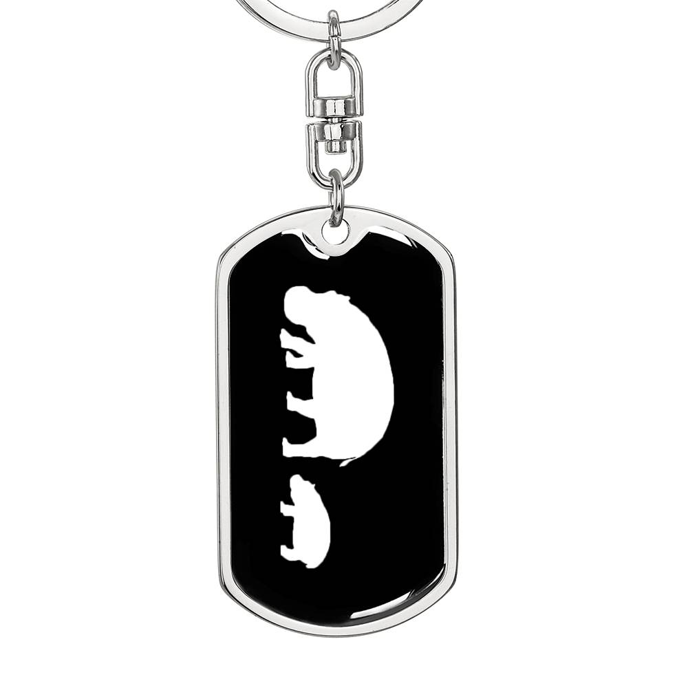 Mama Hippo With 1 Calf v3 - Luxury Dog Tag Keychain
