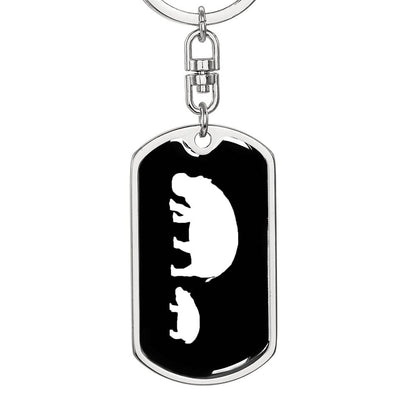 Mama Hippo With 1 Calf v3 - Luxury Dog Tag Keychain