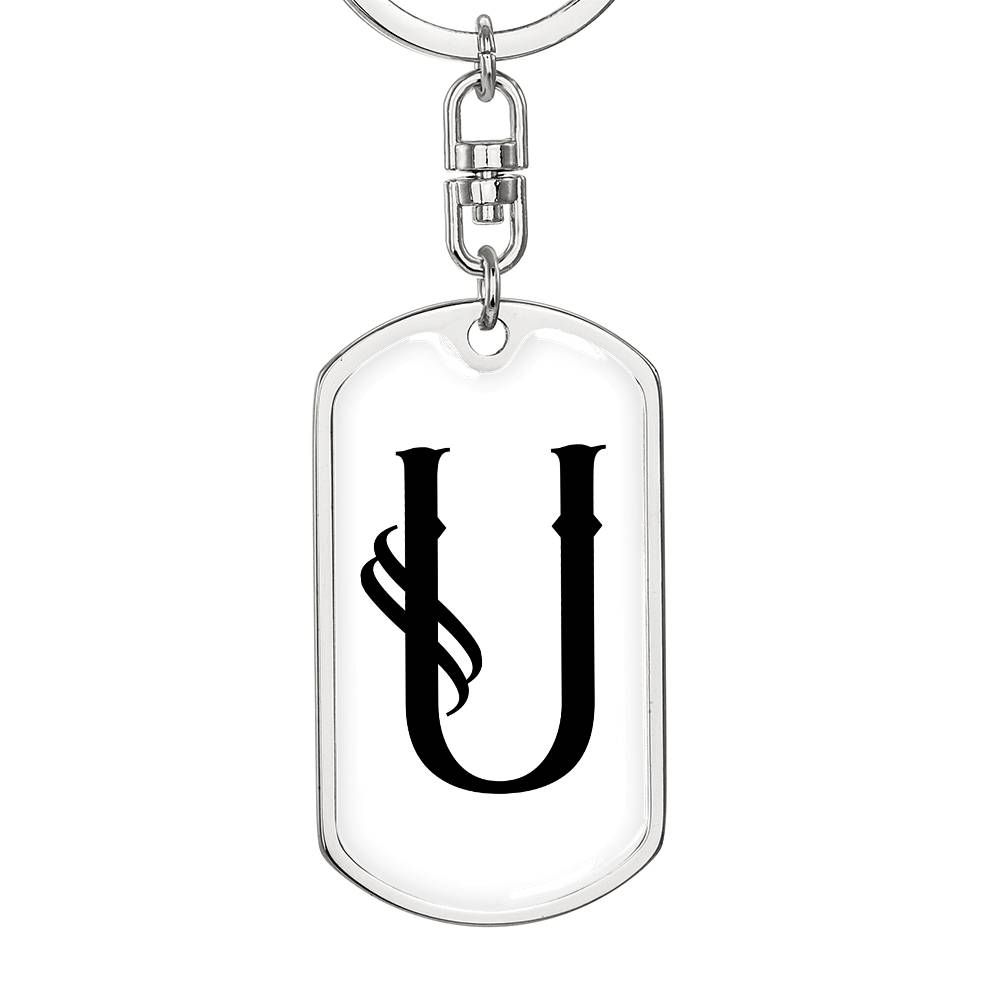 Initial U v001-14 - Luxury Dog Tag Keychain