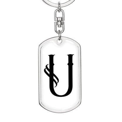 Initial U v001-14 - Luxury Dog Tag Keychain