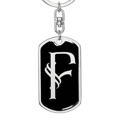 Initial F v001-12 - Luxury Dog Tag Keychain