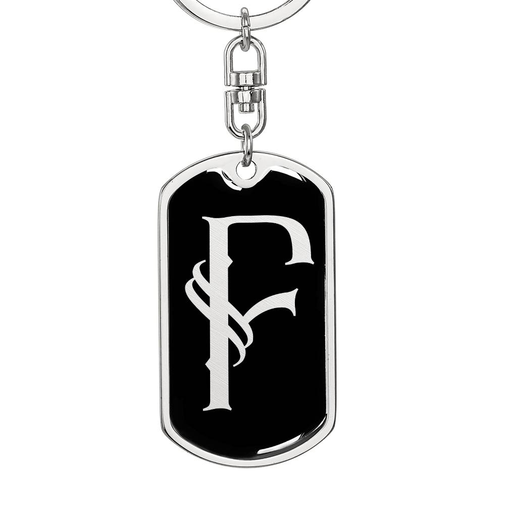Initial F v001-12 - Luxury Dog Tag Keychain