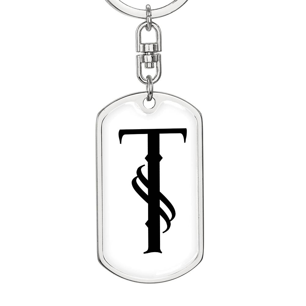 Initial T v001-14 - Luxury Dog Tag Keychain