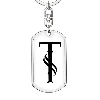 Initial T v001-14 - Luxury Dog Tag Keychain