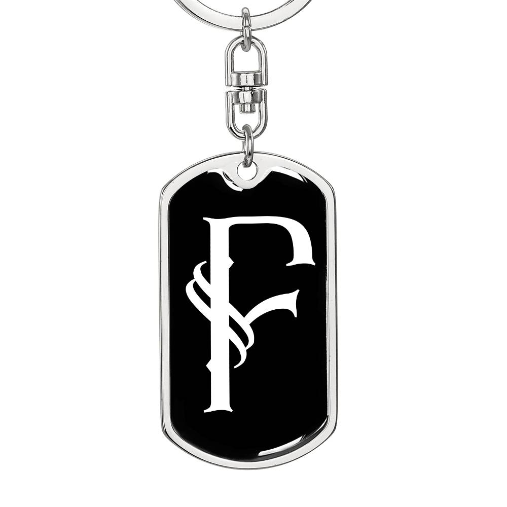 Initial F v001-13 - Luxury Dog Tag Keychain