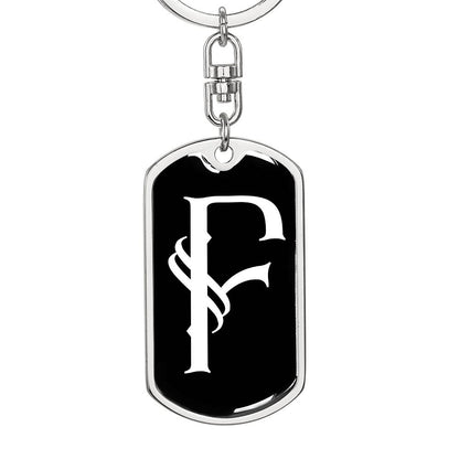Initial F v001-13 - Luxury Dog Tag Keychain